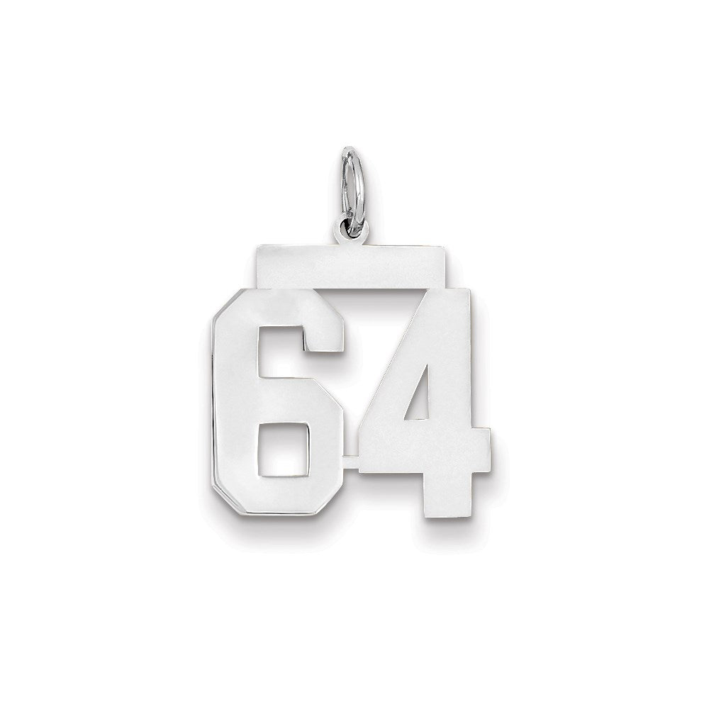 14K Weißgold WG mittelgroßer polierter Zahl-64-Charm