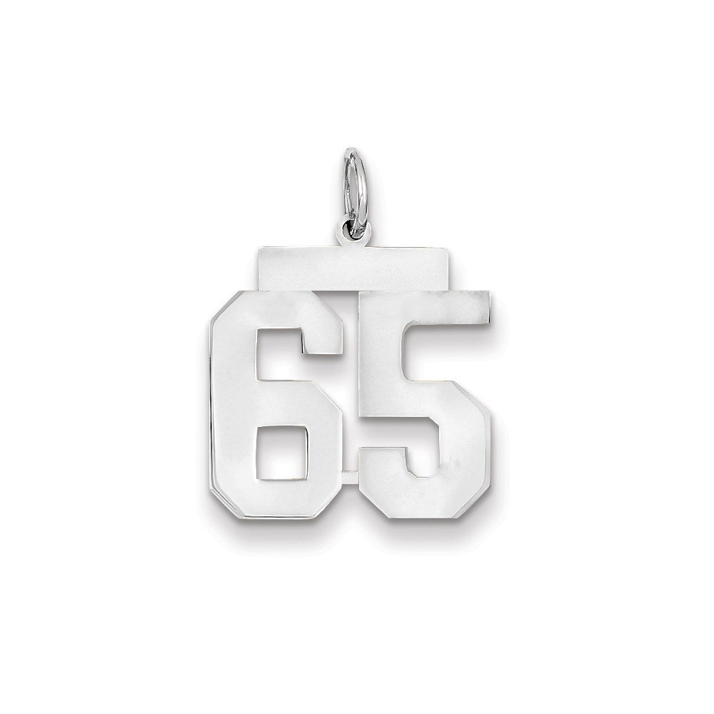 585 Weißgold WG mittelgroßer polierter Zahl-65-Charm