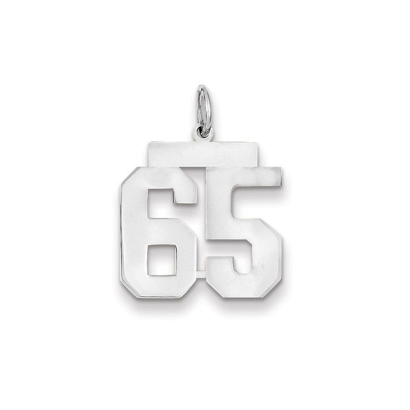 585 Weißgold WG mittelgroßer polierter Zahl-65-Charm