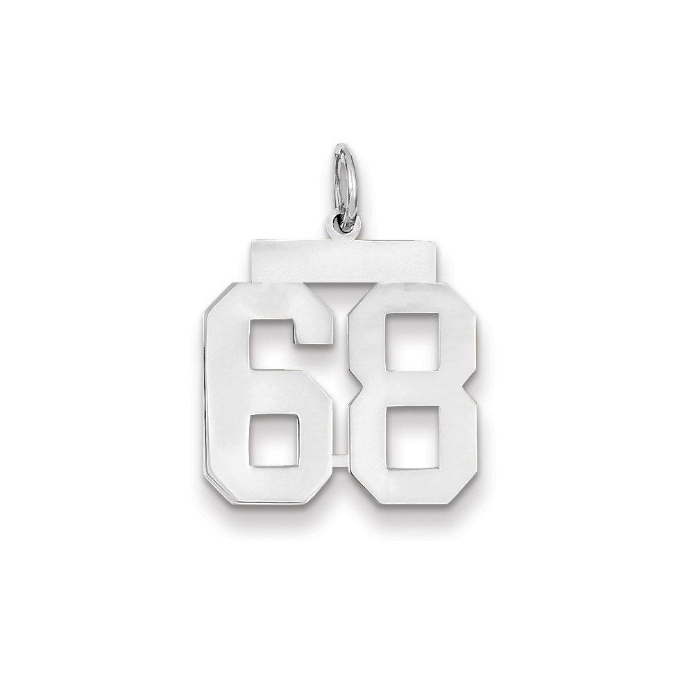 14K Weißgold WG mittelgroßer polierter Charm Nummer 68