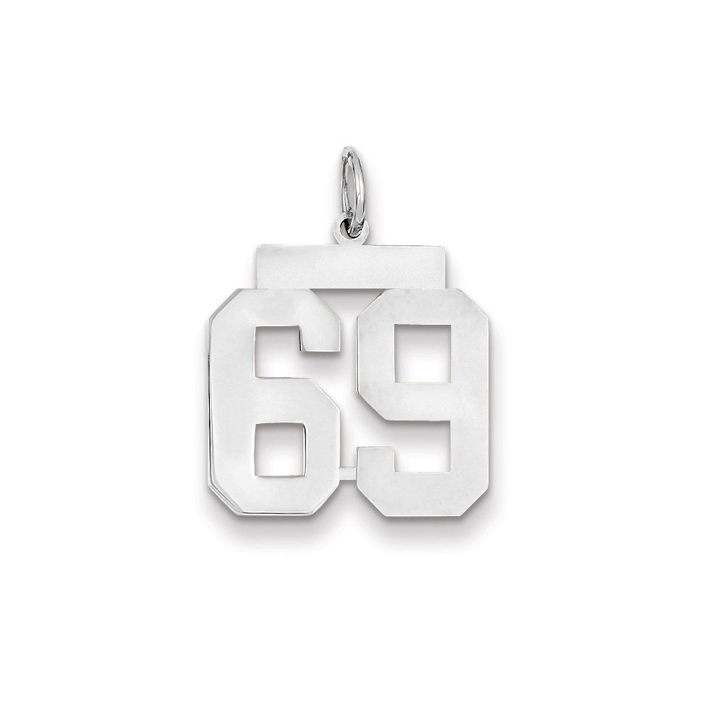 14K Weißgold WG mittelgroßer polierter Zahl-69-Charm