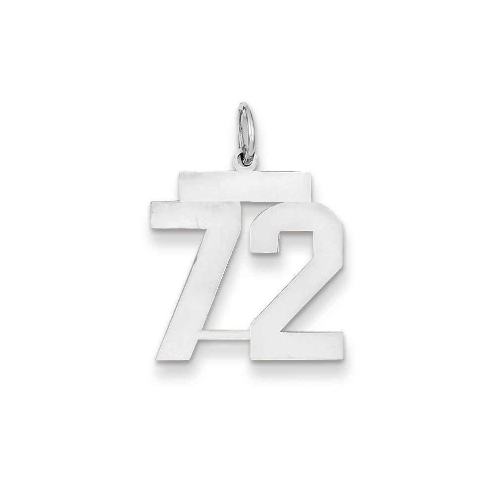 14K Weißgold WG mittelgroßer polierter Zahl-72-Charm