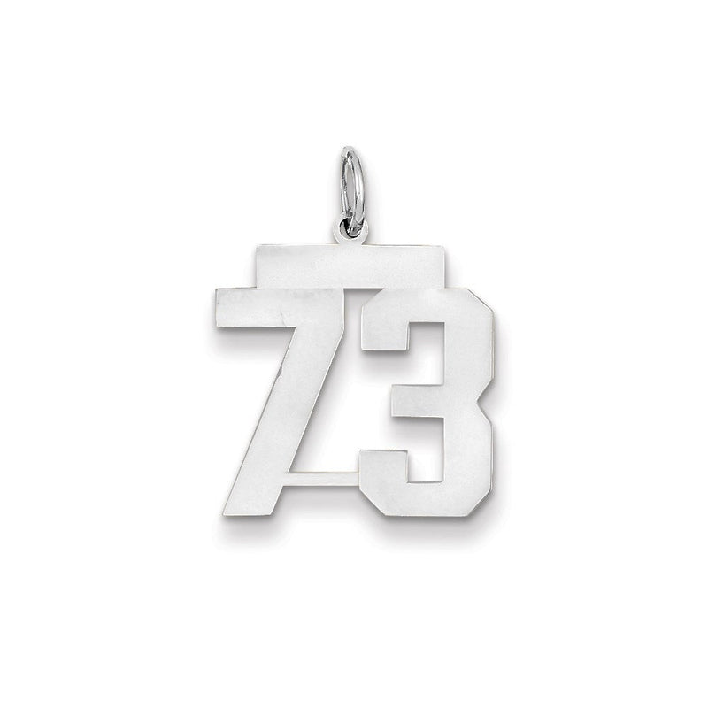14K Weißgold WG mittelgroßer polierter Zahl-73-Charm