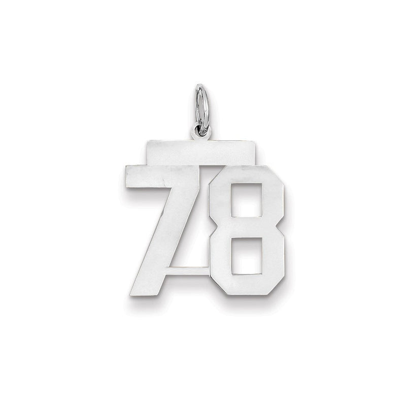 14K Weißgold WG mittelgroßer polierter Zahl-78-Charm