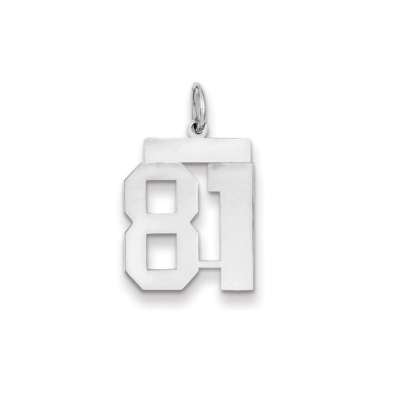 14K Weißgold WG mittelgroßer polierter Zahl-81-Charm