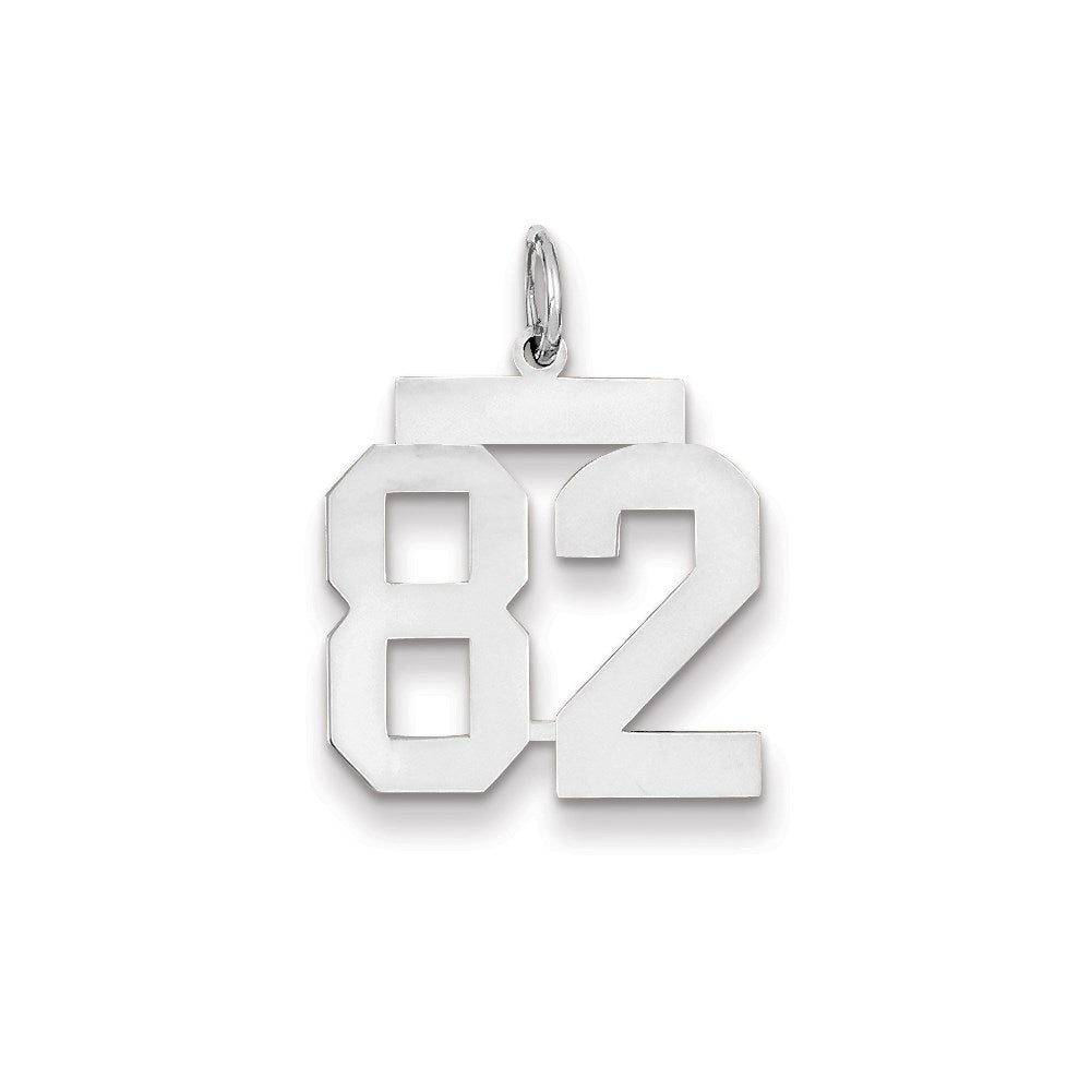 14K Weißgold WG Mittelgroßer Polierter Charm Nummer 82
