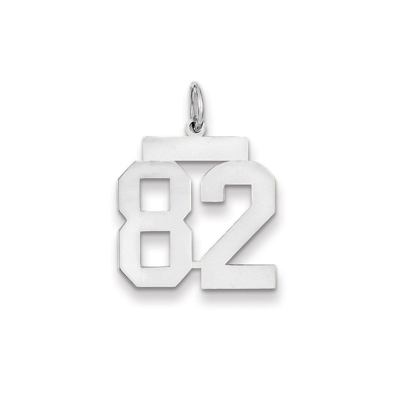 14K Weißgold WG Mittelgroßer Polierter Charm Nummer 82