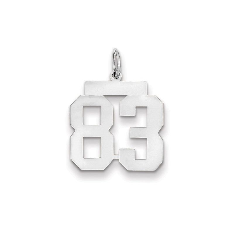 14K Weißgold WG mittelgroßer polierter Zahl-83-Charm