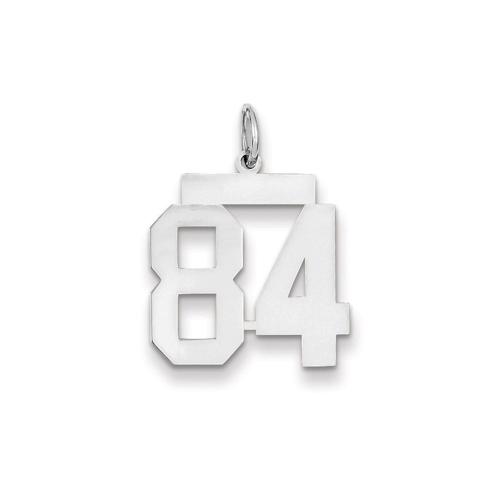 14K Weißgold WG mittelgroßer polierter Zahl-84-Charm