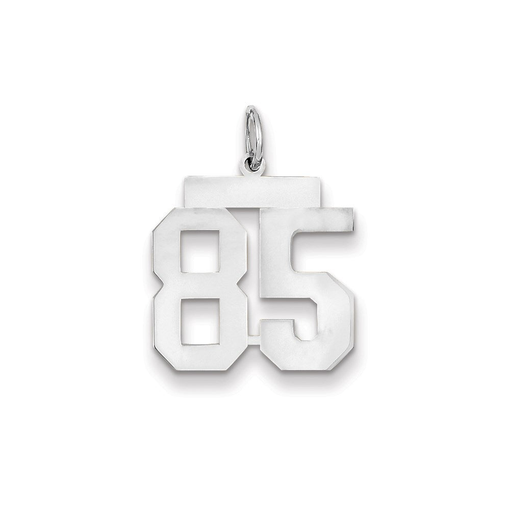 14K Weißgold WG mittelgroßer polierter Charm Nummer 85