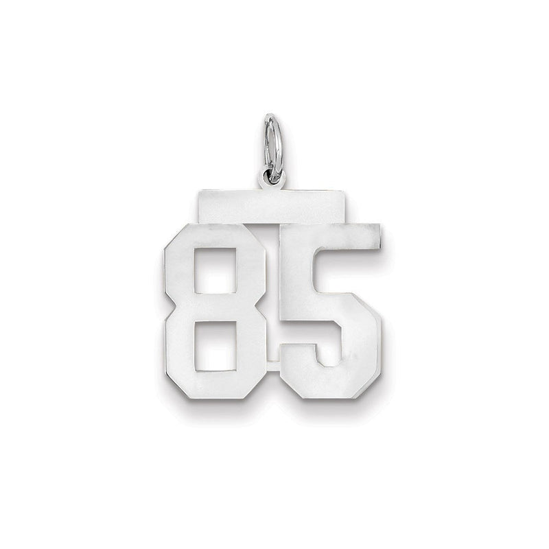 14K Weißgold WG mittelgroßer polierter Charm Nummer 85