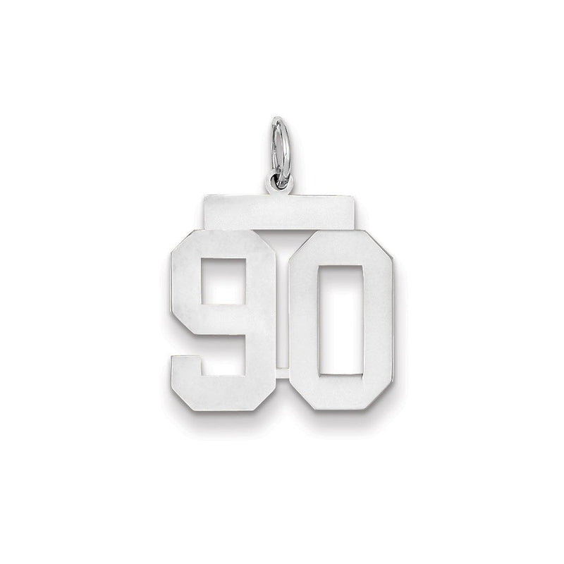 14K Weißgold WG mittelgroßer polierter Charm „Zahl 90“
