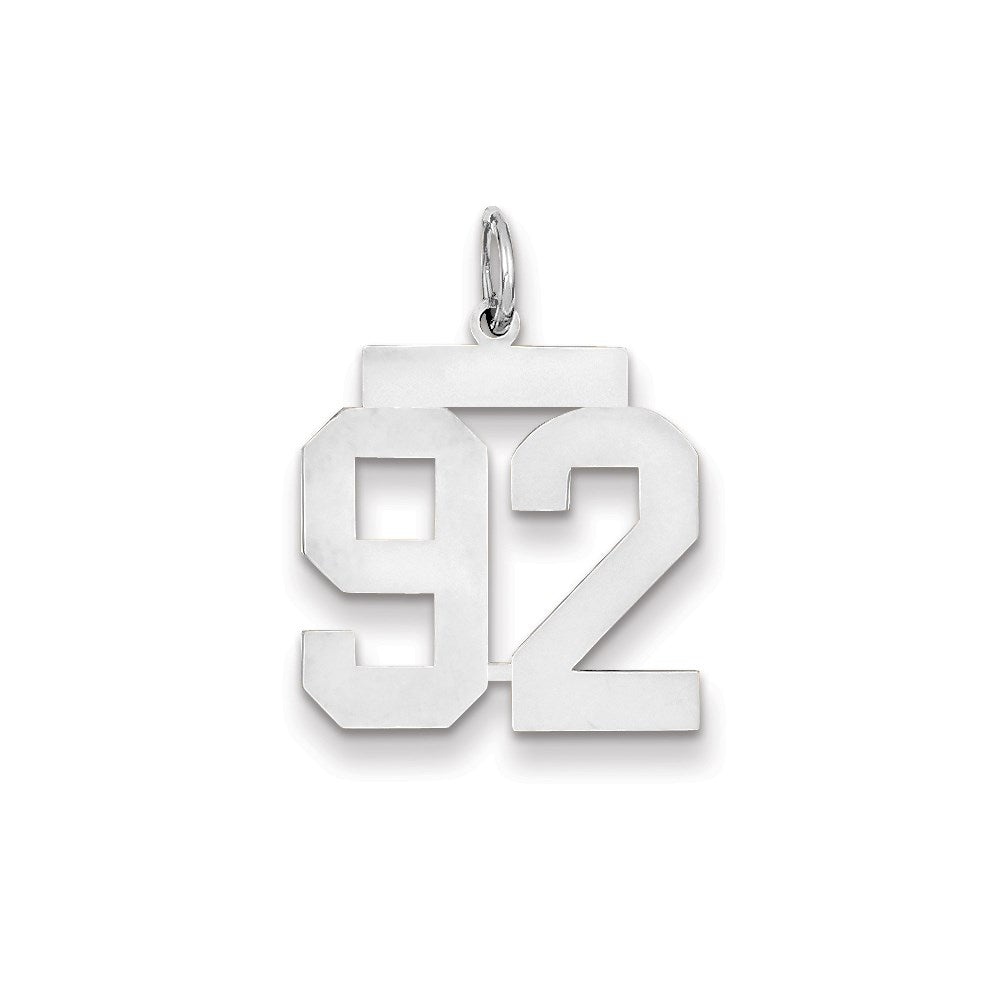 14K Weißgold WG mittelgroßer polierter Zahl-92-Charm