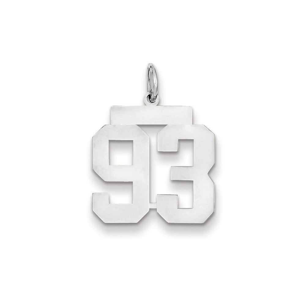 14K Weißgold WG Mittelgroßer Polierter Zahl-93-Charm