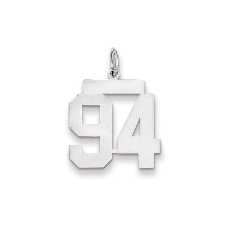 14K Weißgold WG mittelgroßer polierter Zahl-94-Charm