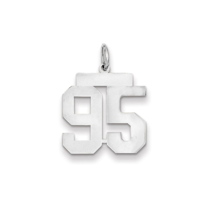 14K Weißgold WG mittelgroßer polierter Zahl-95-Charm
