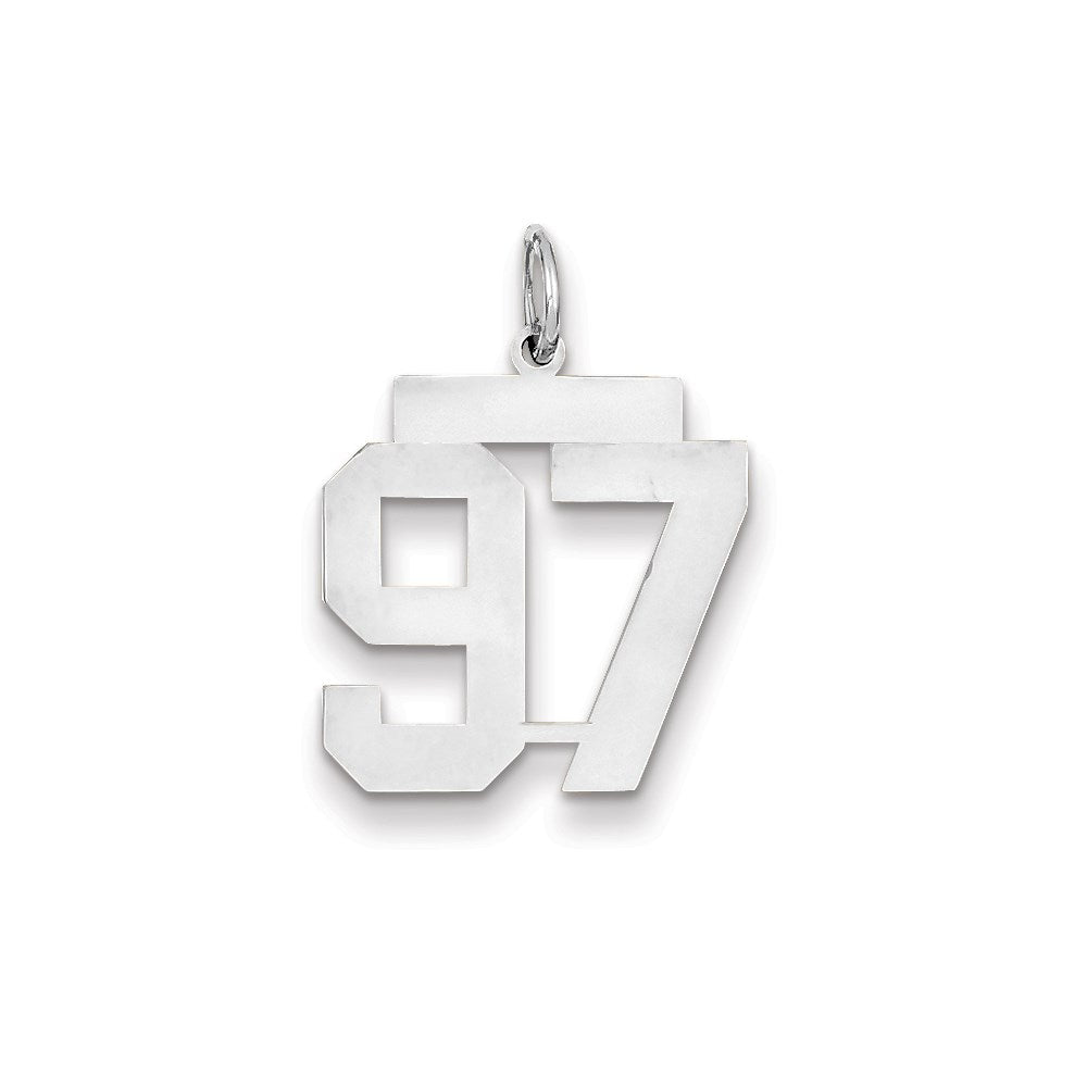 14K Weißgold WG mittelgroßer polierter Charm Nummer 97