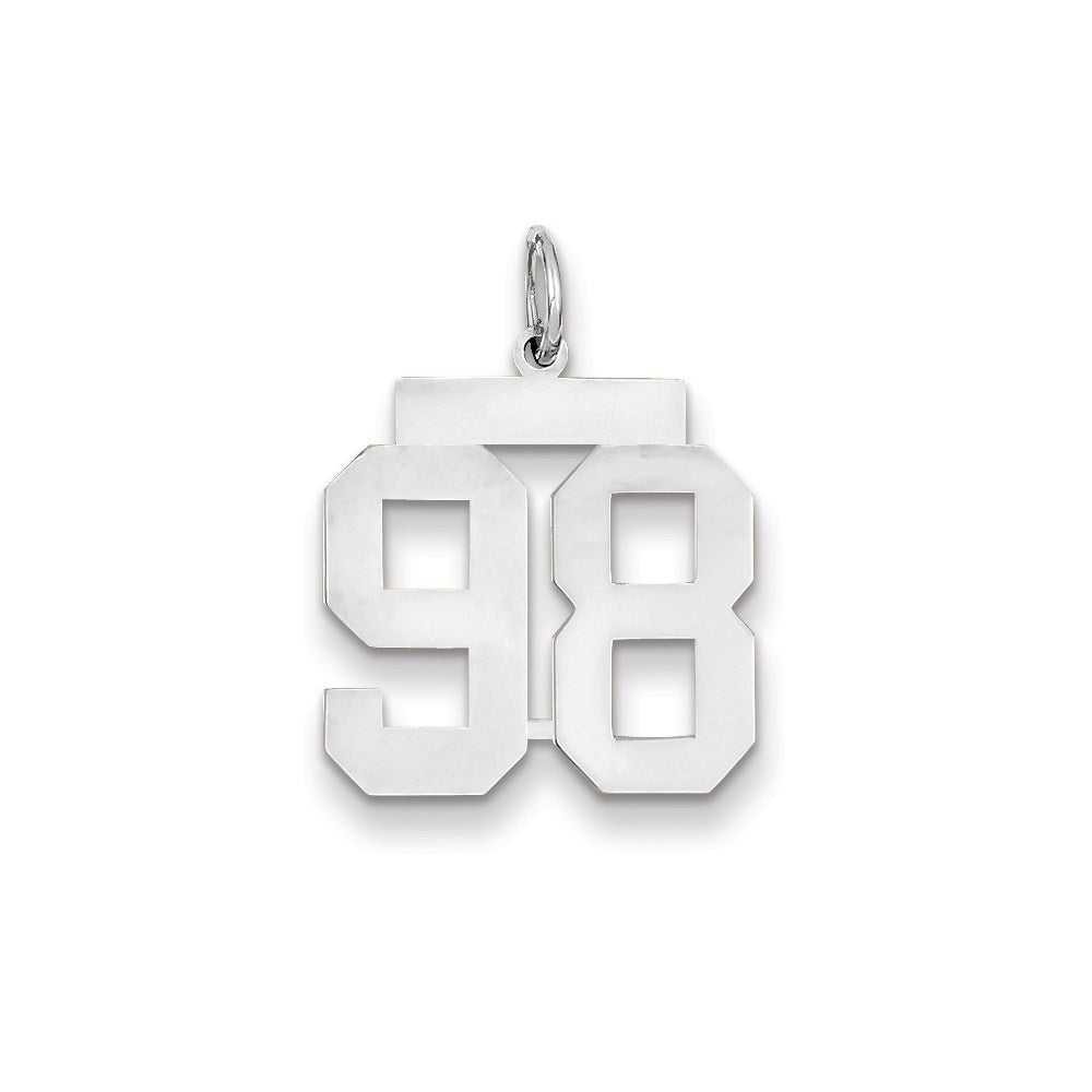 14K Weißgold WG mittelgroßer polierter Charm Nummer 98