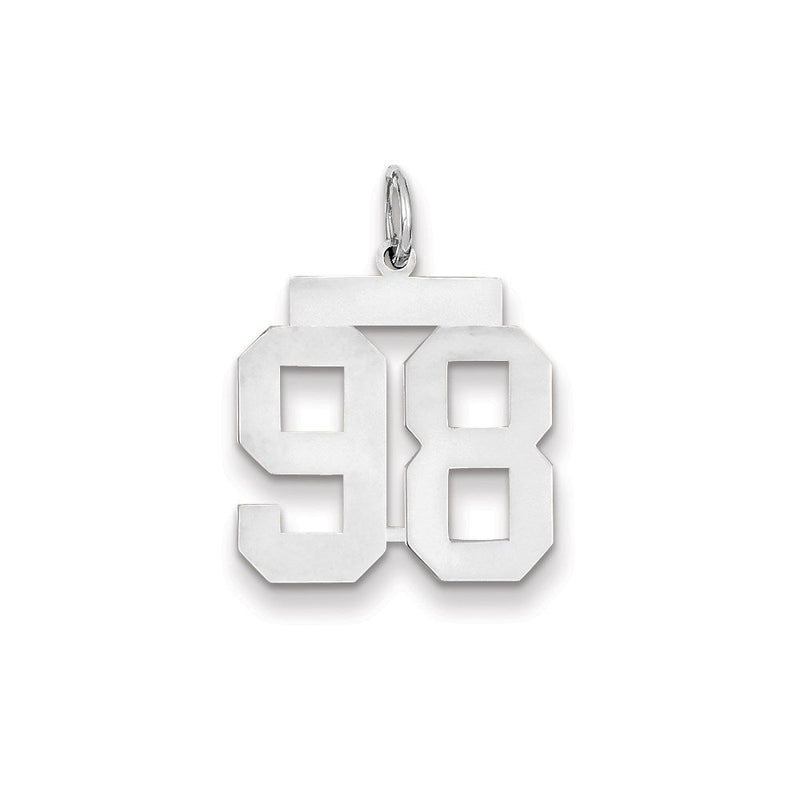 14K Weißgold WG mittelgroßer polierter Charm Nummer 98