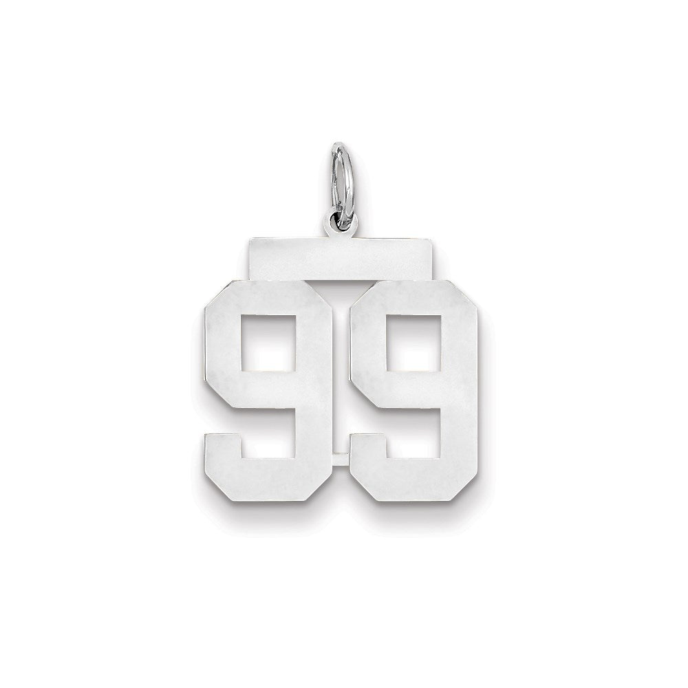 14K Weißgold WG mittelgroßer polierter Zahl-99-Charm