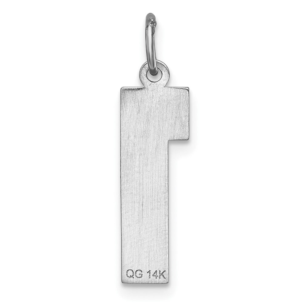 14K Weißgold 14kw Groß Gebürstet Diamantiert Zahl 1 Charm