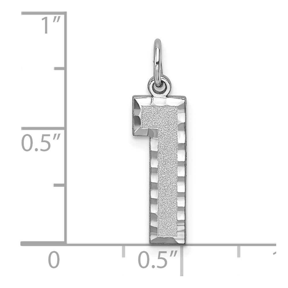14K Weißgold 14kw Groß Gebürstet Diamantiert Zahl 1 Charm