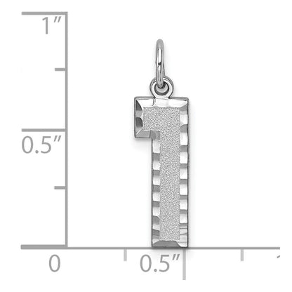 14K Weißgold 14kw Groß Gebürstet Diamantiert Zahl 1 Charm