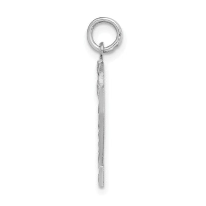 14K Weißgold Große Gebürstete Diamantgeschliffene Zahl-2-Charm