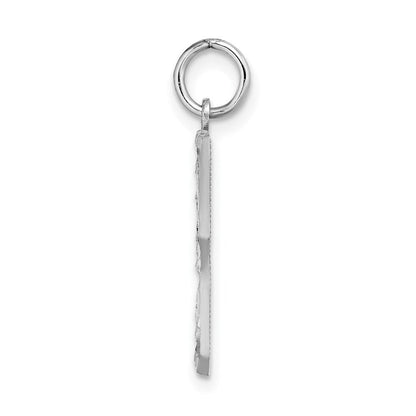 14K Weißgold großer gebürsteter Charm mit diamantgeschliffener Zahl 3