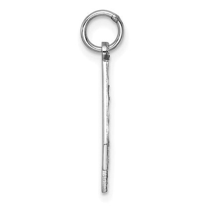 14K Weißgold großer gebürsteter Charm mit Diamantschliff, Zahl 4