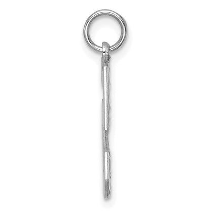 14K Weißgold großer gebürsteter, diamantgeschliffener Zahl-5-Charm