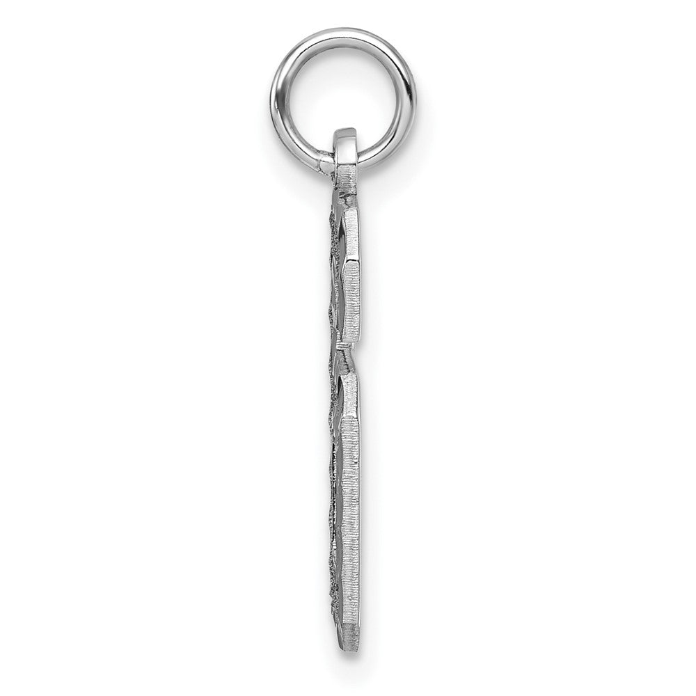 14k Weißgold Großer Gebürsteter Diamantgeschliffener Zahl-6-Charm