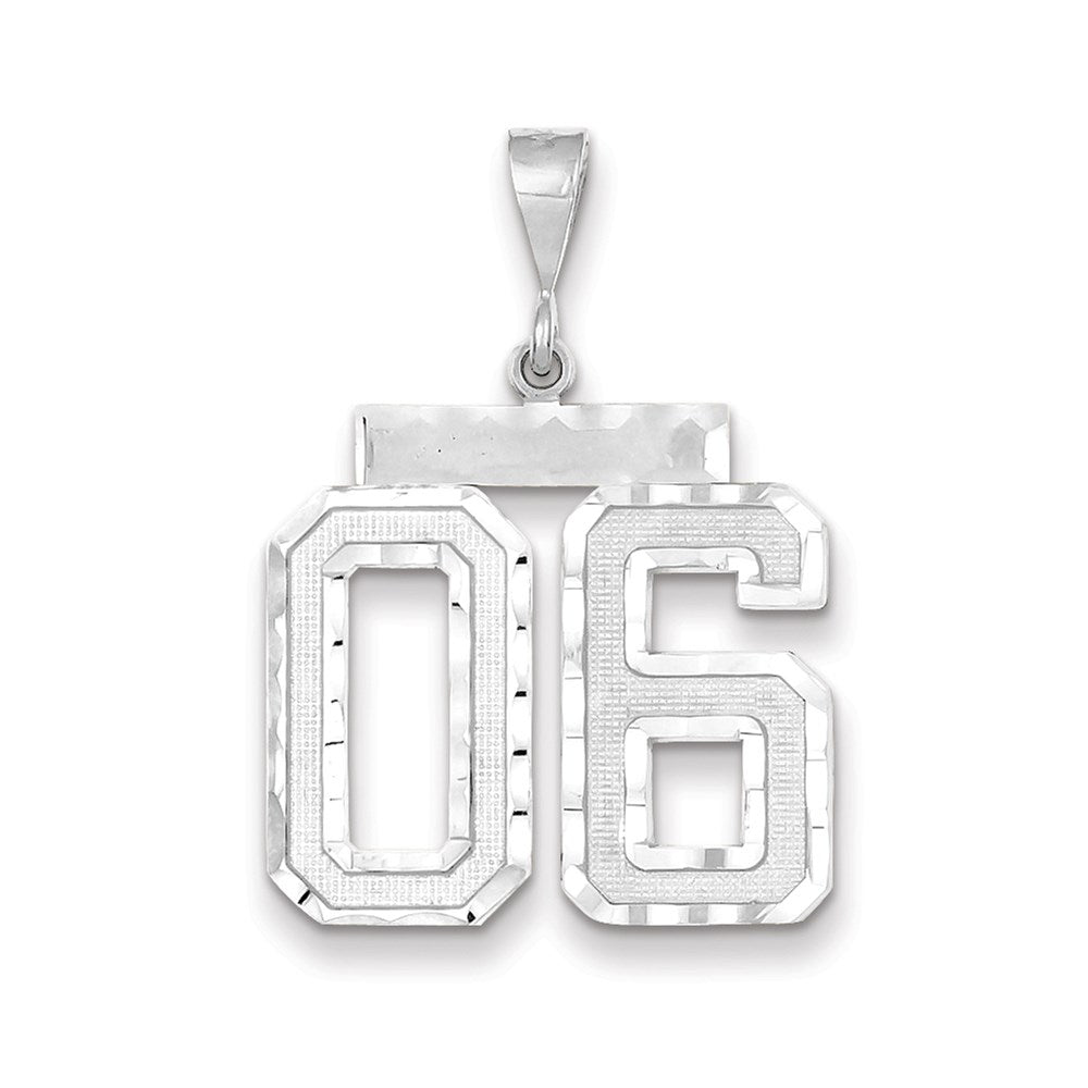 14K Weißgold Großer Diamantgeschliffener Zahl-6-Charm