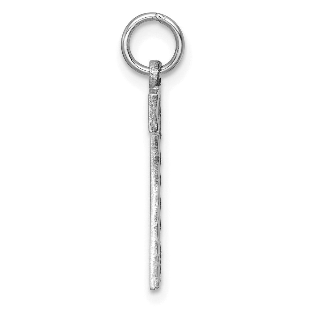 14K Weißgold 14kw Groß Gebürstet Diamantiert Zahl 7 Charm
