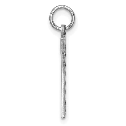 14K Weißgold 14kw Groß Gebürstet Diamantiert Zahl 7 Charm