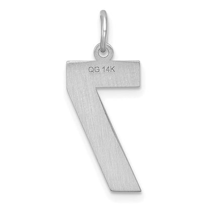 14K Weißgold 14kw Groß Gebürstet Diamantiert Zahl 7 Charm