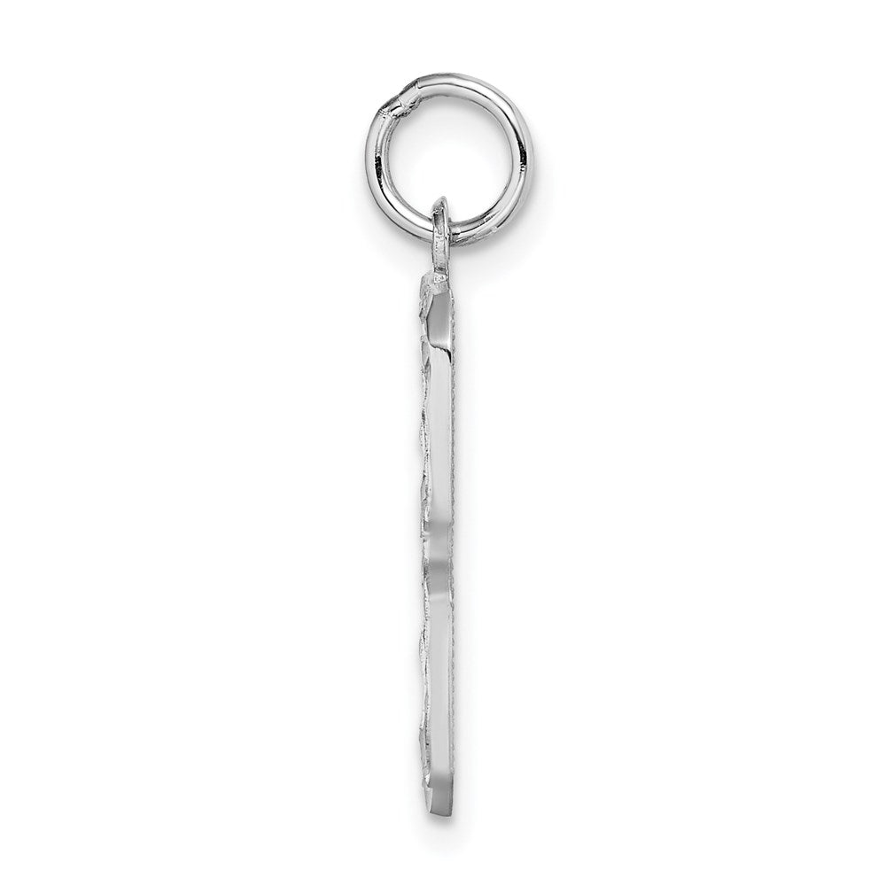 14K Weißgold großer gebürsteter Diamant-Charm mit Zahl 8