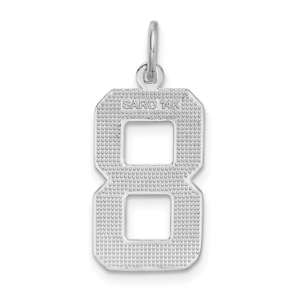 14K Weißgold großer gebürsteter Diamant-Charm mit Zahl 8