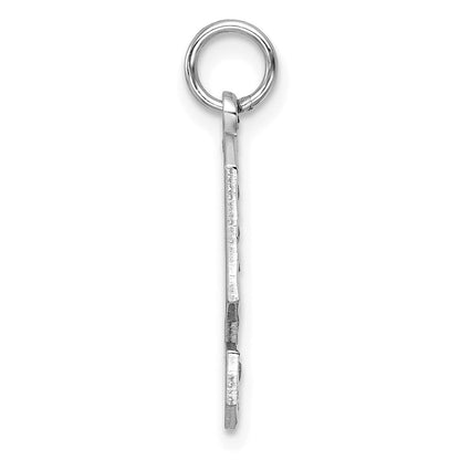 14K Weißgold Großer Gebürsteter Diamantgeschliffener Zahl-9-Charm