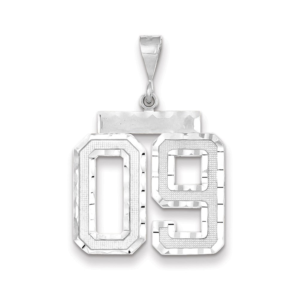 14K Weißgold Großer Diamantierter Zahl-9-Charm