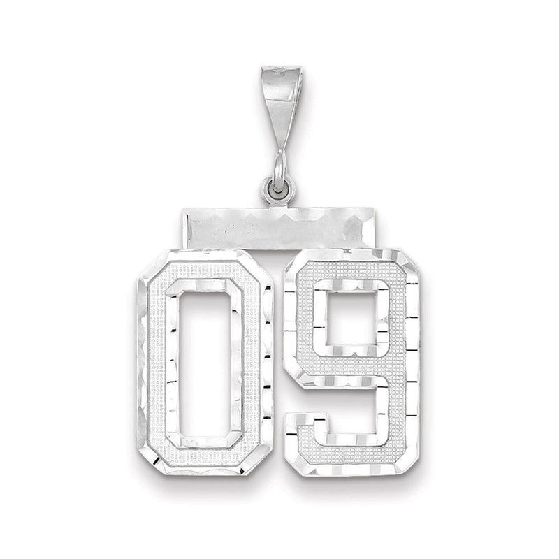 14K Weißgold Großer Diamantierter Zahl-9-Charm