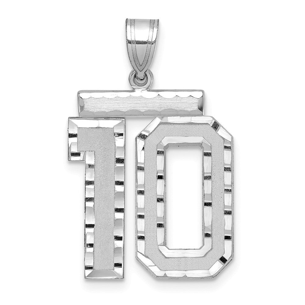 14K Weißgold 14kw Groß Gebürstet Diamantiert Zahl 10 Charm