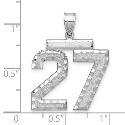 14K Weißgold großer gebürsteter Diamant-Charm mit Zahl 27