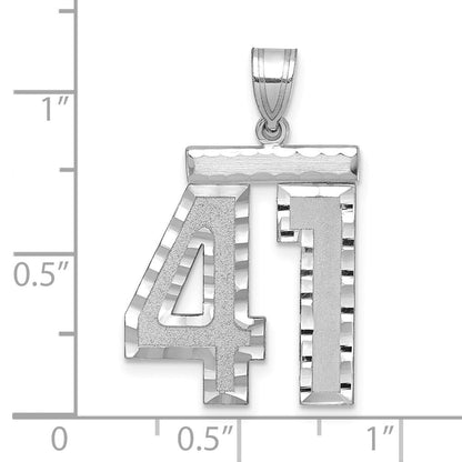 14K Weißgold Großer Gebürsteter Diamantgeschliffener Charm „Zahl 41“