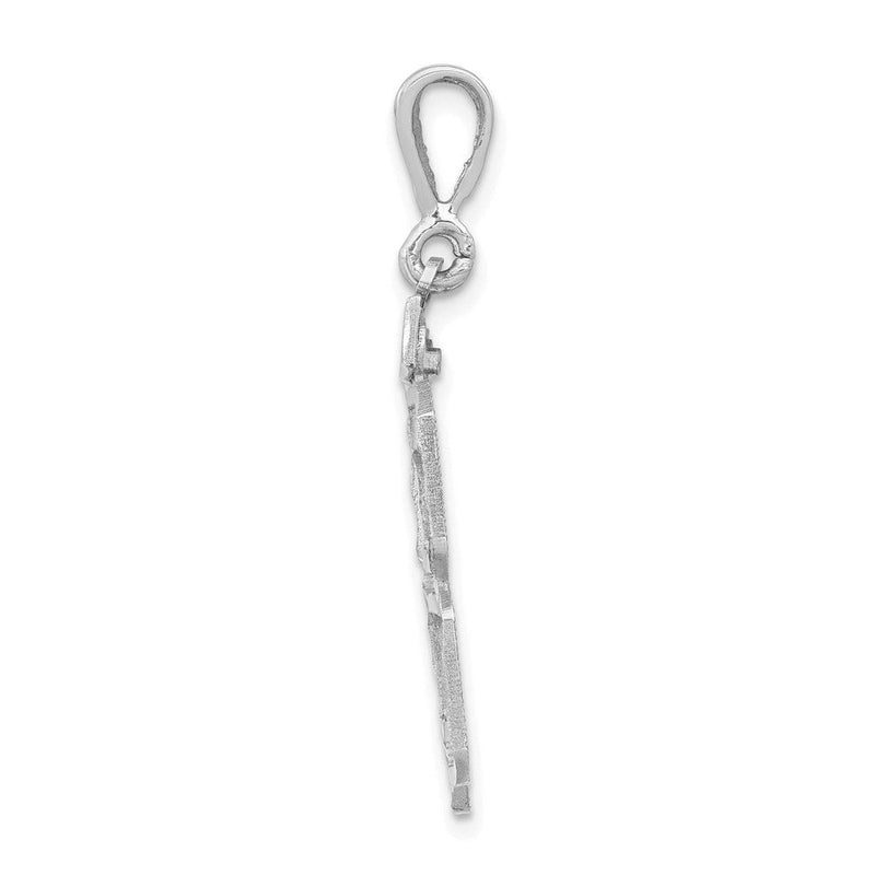 14K Weißgold großer gebürsteter Charm mit Diamantschliff „Nummer 78“