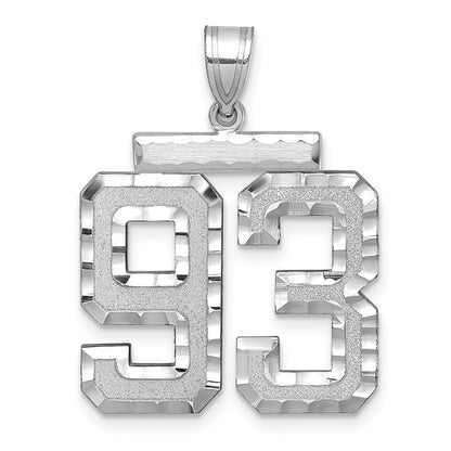 14k Weißgold Großer Gebürsteter Diamantgeschliffener Charm „Zahl 93“