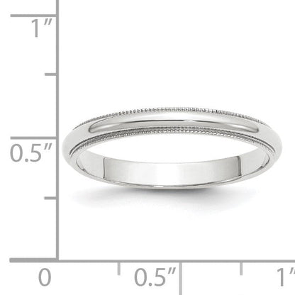 10K Weißgold 3 mm Milgrain halbrund Ehering