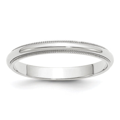 10K Weißgold 3 mm Milgrain halbrund Ehering