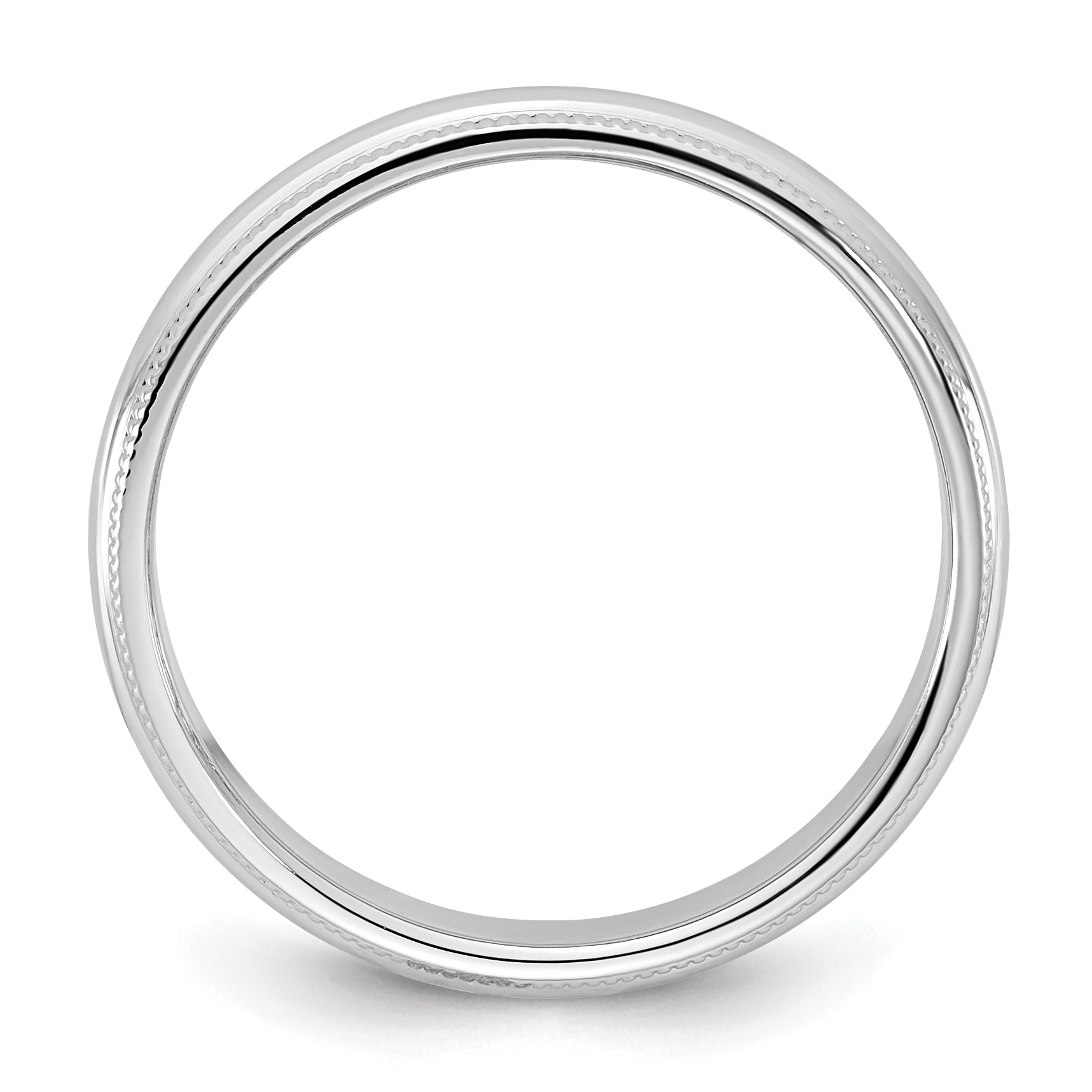 10K Weißgold 10Kw 3,5mm Milgrain Halbrund-Ring, Größe 11