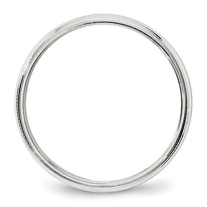 14K Weißgold 4 mm halbrunder Ehering mit Milgrain
